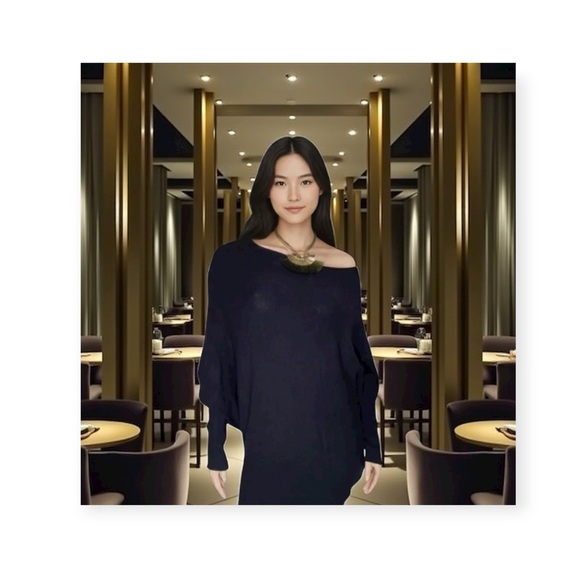 Plein Sud JEANIUS ☻ Asymmetrical Cashmere Sweater Tunic Bat Wing Dress ☻︎ Black - Picture 12 of 14